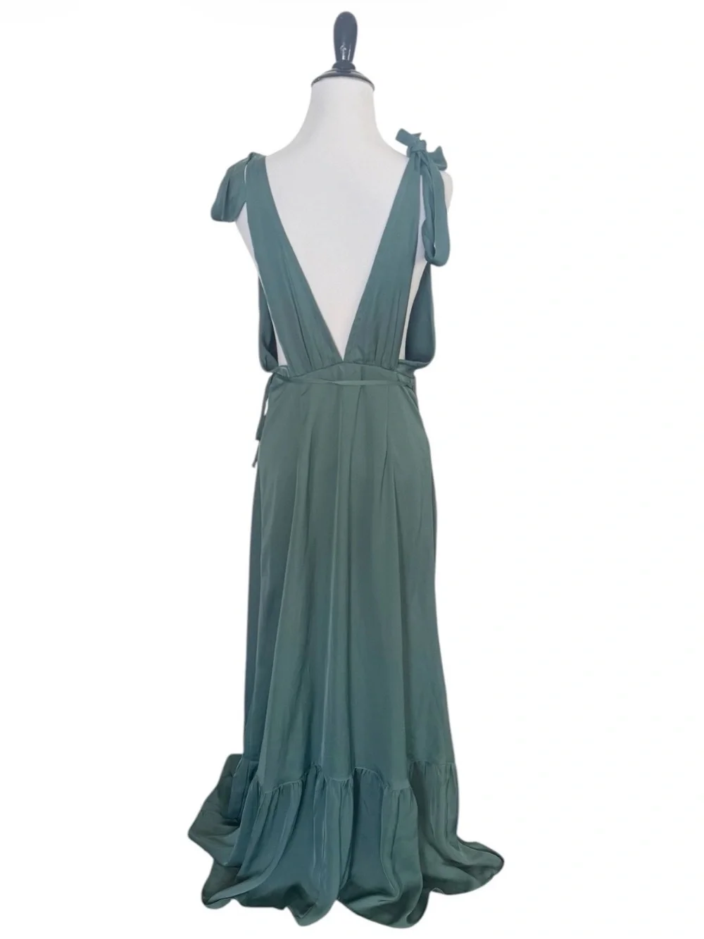 Abercrombie & Fitch Tie-Shoulder Satin Wrap Maxi Dress Size Medium